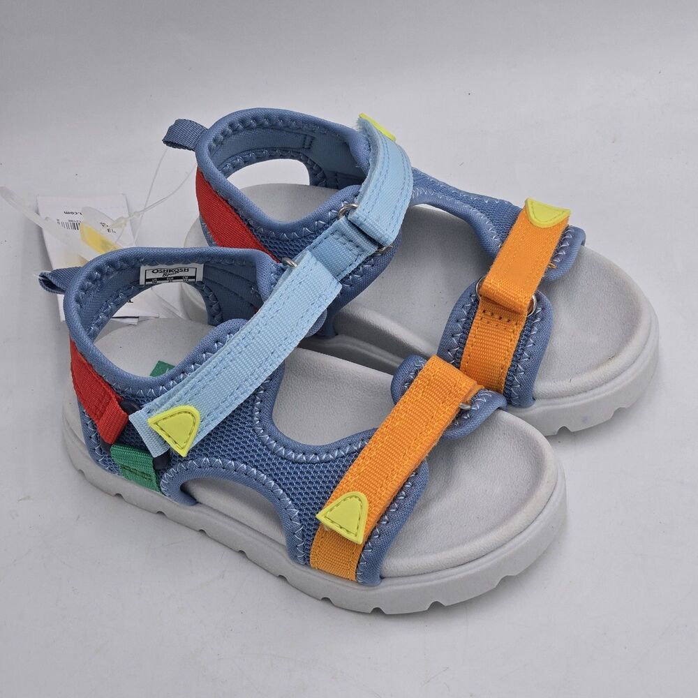 OshKosh B'Gosh Toddler Boy Hook & Loop Strap Sandal Meadow Size 8 MultiColor NWT